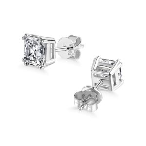 Custom Asscher cut gems earrings